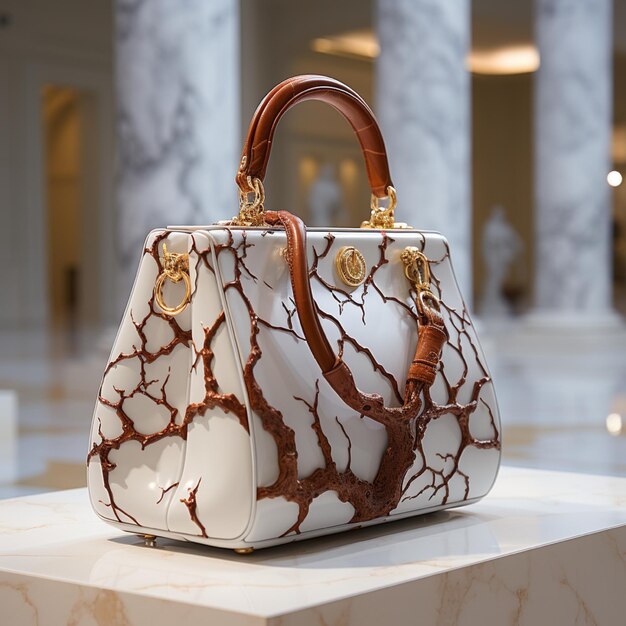 Photo stylish marble handbag design