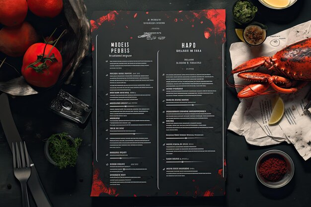 Foto design elegante del modello di menu