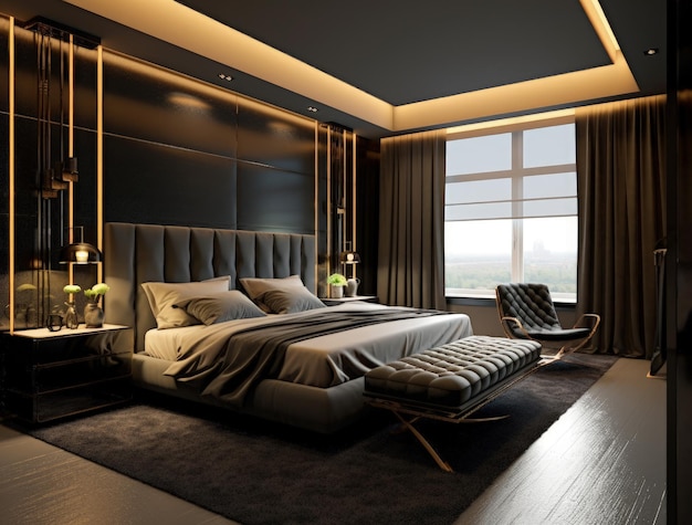 stylish minimalist bedroom black modern luxurious oppulent modern luxe modernbaroque design ideas