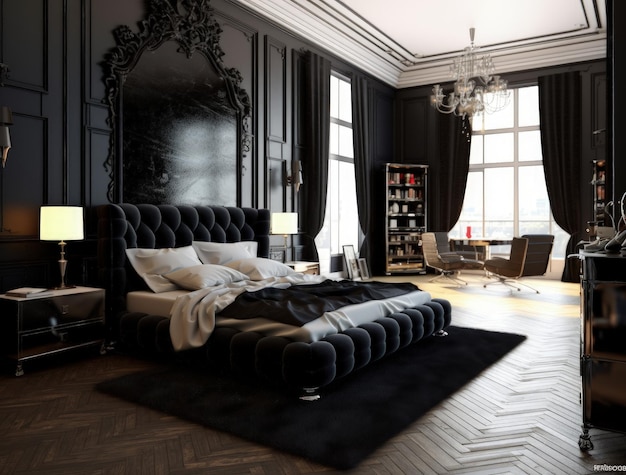 стильная минималистская спальня черная современная роскошная восторженная современная люкс современная барокко идеи дизайна