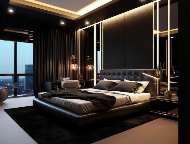 stylish minimalist bedroom black modern luxurious oppulent modern luxe modernbaroque design ideas