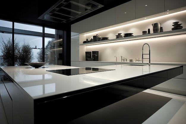 Premium AI Image | Stylish minimalist kitchen