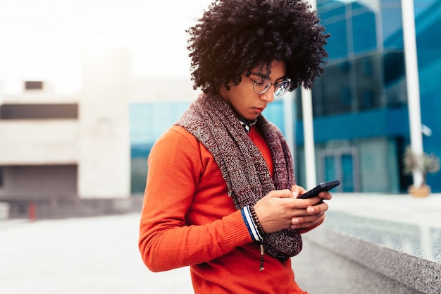 Stylish mixed race man, great design for any purposes. young student guy. Youth lifestyle.