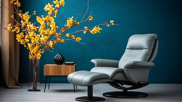 stylish_modern_armchair_near_blue_wall_copy_space