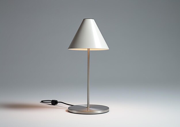 Stylish modern desk lamp and space for text grey background