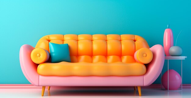 Stylish modern sofa pastel bright background ai generated image