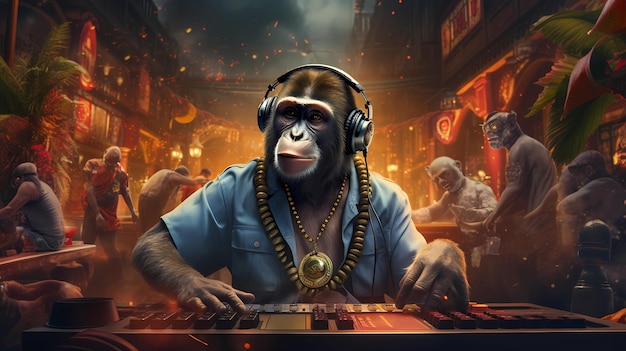 stylish monkey DJ