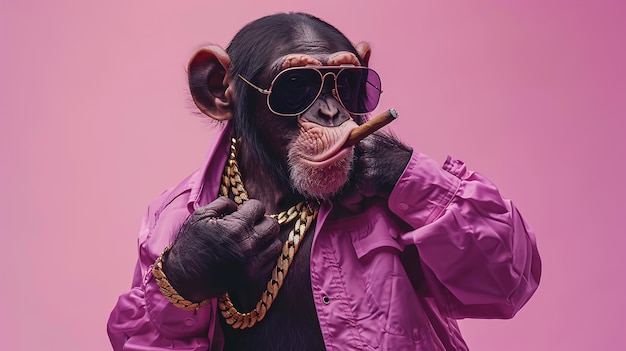 A stylish monkey rapping and dancing