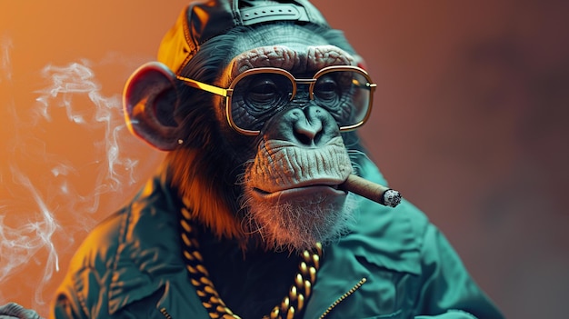 A stylish monkey rapping and dancing