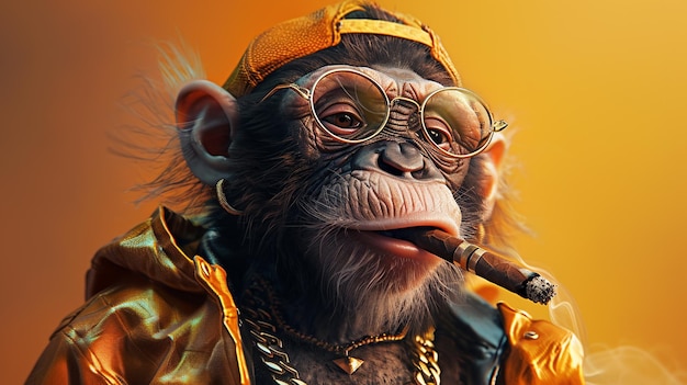 A stylish monkey rapping and dancing