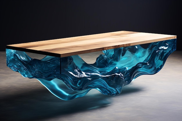 A stylish oceaninspired table crafted from epoxy resin