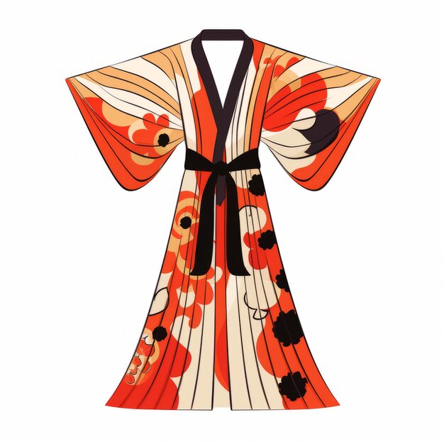 Foto kimono arancione elegante con disegno ispirato a yuko shimizu