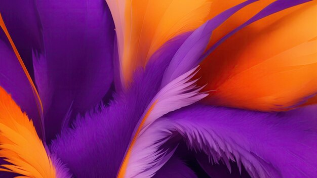 Stylish Orange and Purple Soft Feathers Background