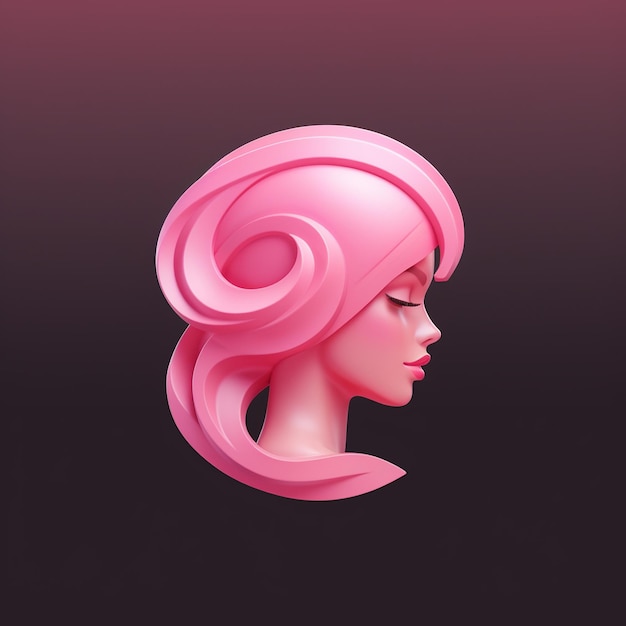 a stylish pink 3d women hair logo