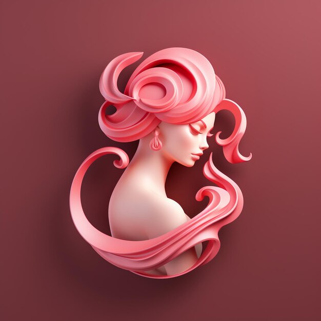 Foto un elegante logo rosa 3d per i capelli delle donne