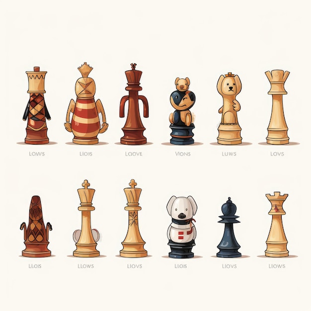 Premium AI Image  The Whimsical World of Louis Vuitton Chess  CartoonInspired White Chess Pieces