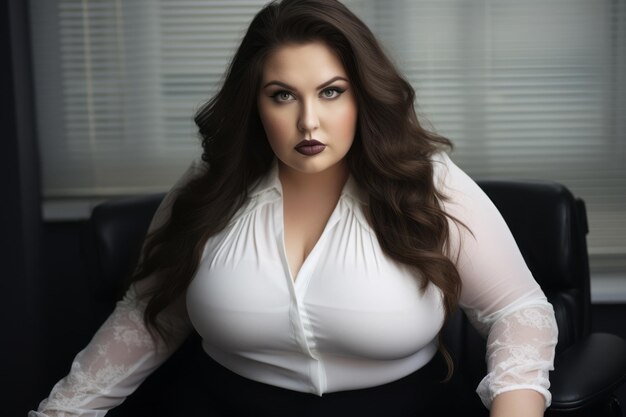 Photo stylish plussize woman manager in a professional outfit