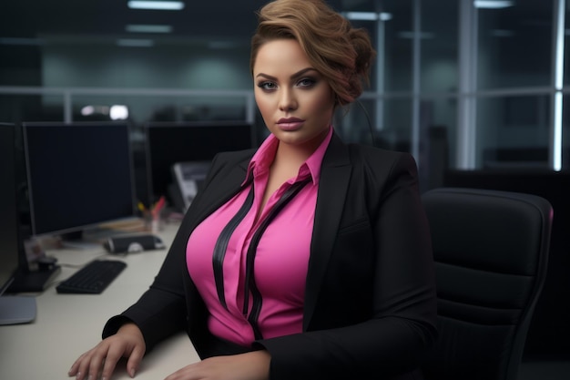 Photo stylish plussize woman manager in a professional outfit