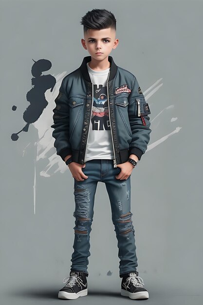 A Stylish Portrait of a Boy in Bomber Jacket