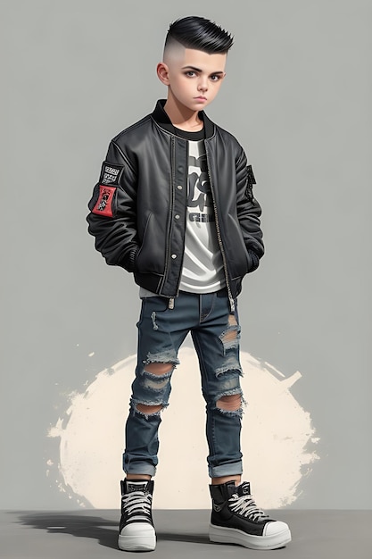 A Stylish Portrait of a Boy in Bomber Jacket