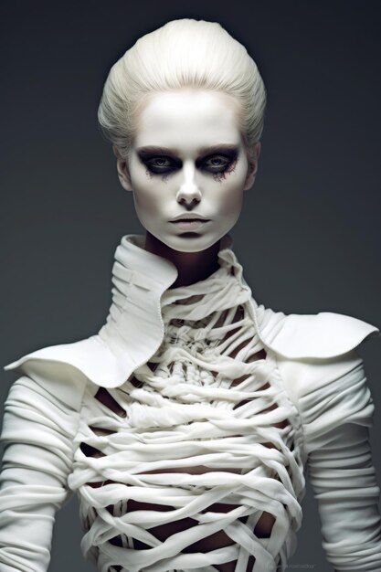 Stylish portrait of female skeleton Generative AI