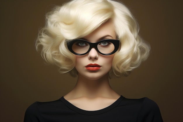 Photo stylish portrait retro blondie generate ai