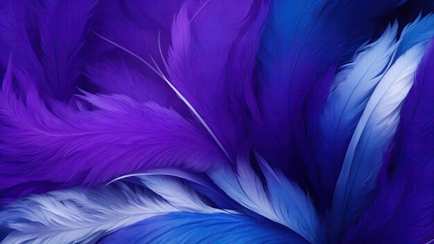 Стильный фиолетовый и синий мягкий перья фон.