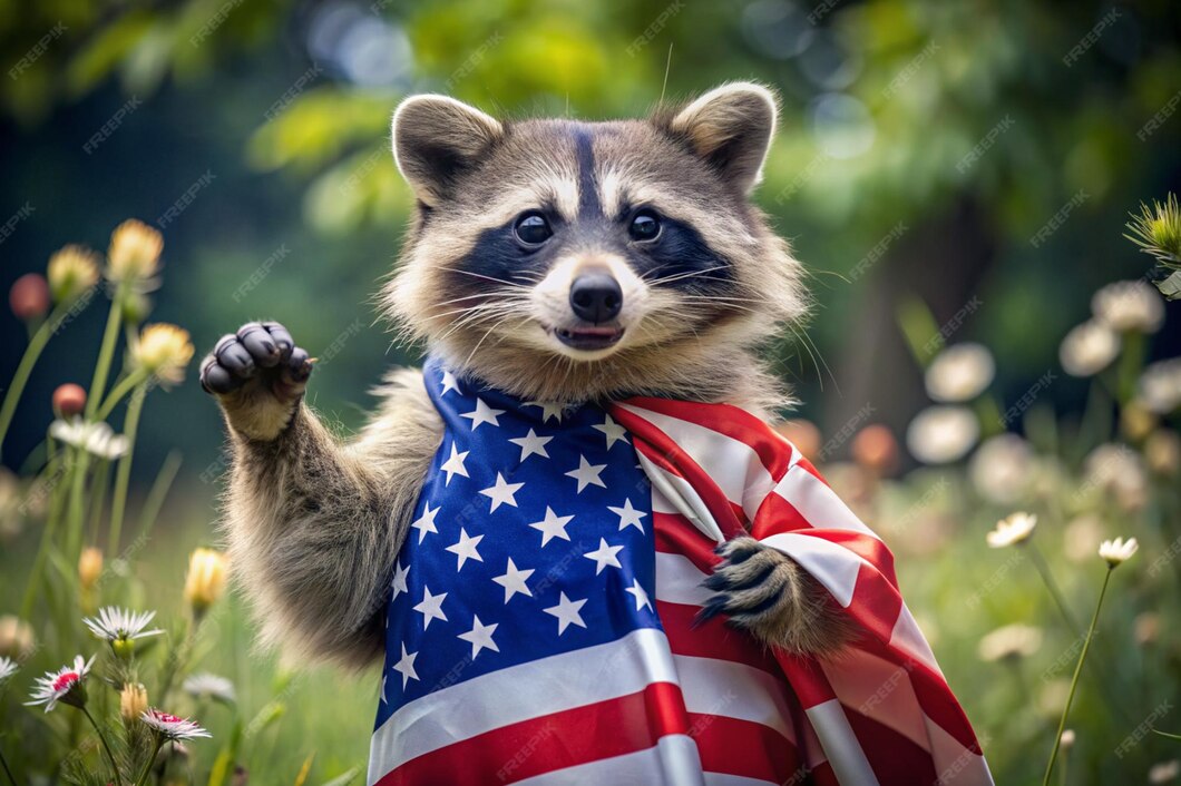 raccoons celebrate 4th of july