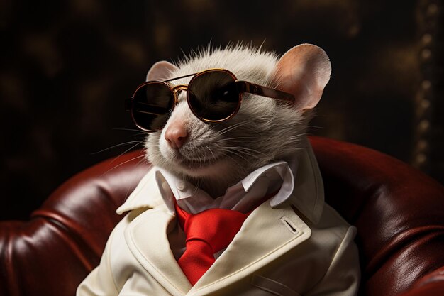 Photo a stylish rat ware suit character illustration