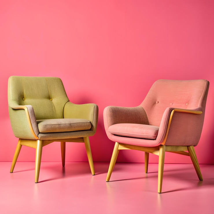 Photo stylish scandinavian style modern armchairs on a background