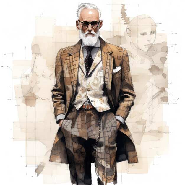 Premium AI Image  The Stylish Scientist Innovative Fashion Design Sketch Embracing Patterns and 