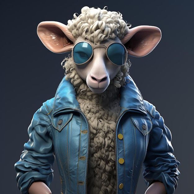 Stylish Sheep with Crop Top and Denim Jacket