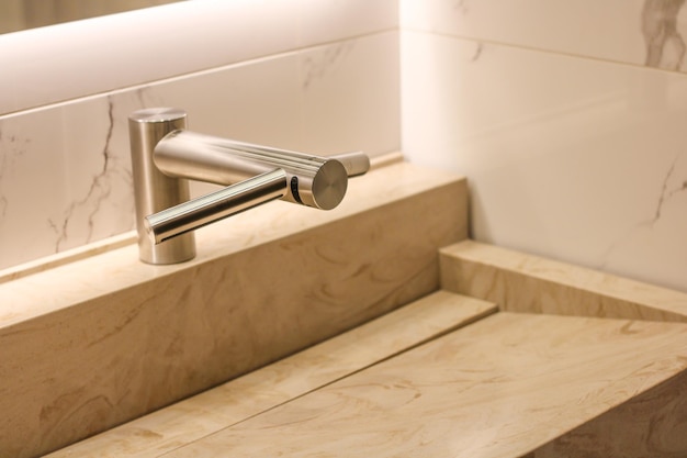 Stylish sink and modern faucet