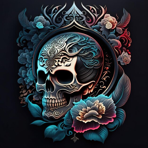 Stylish skull tattoo design Generative AI