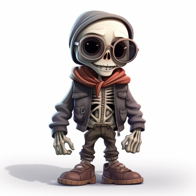 Foto l'elegante scheletro sorridente concept art della pixar di un personaggio dei cartoni animati dapper