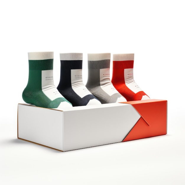 Stylish Sock Gift Set isolated on white background Generative AI