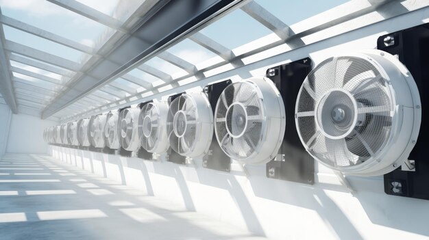 Foto stylish solar powered exhaust fan design su sfondo bianco