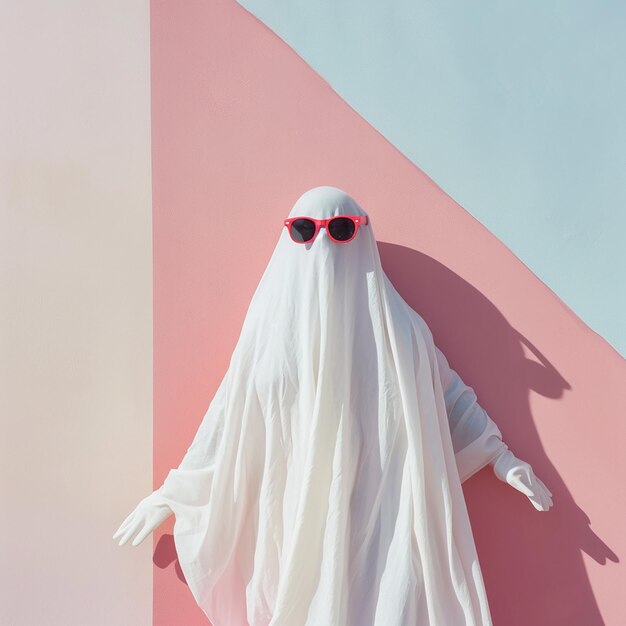 Photo stylish specter ghost with red sunglasses