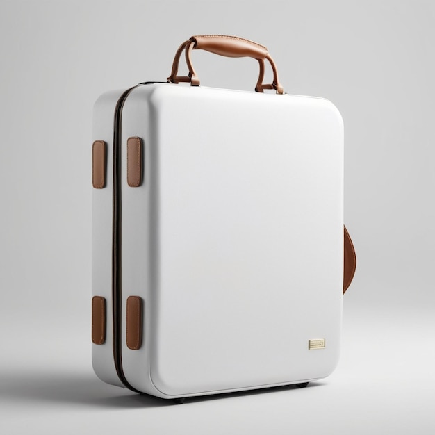 Фото Стильный дизайн чемодана для путешествий изолированная фотография продукта на белом фоне