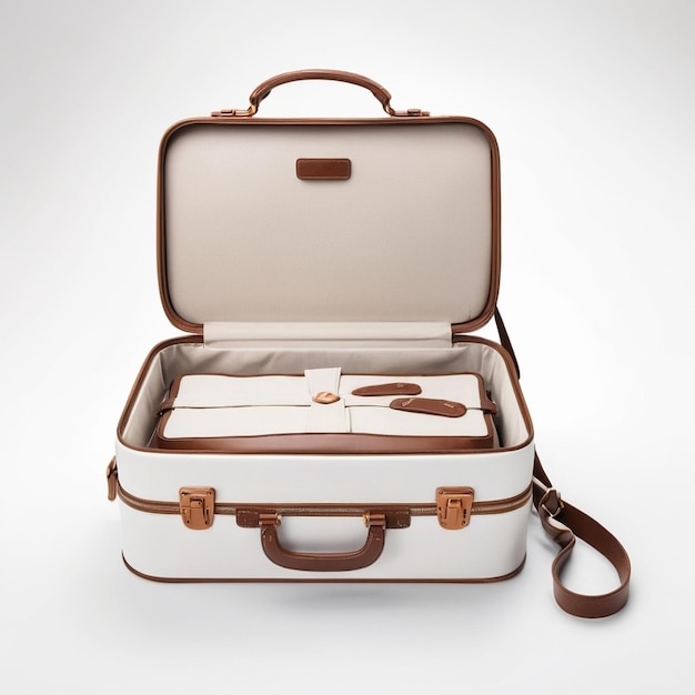 Стильный дизайн чемодана для путешествий. Изолированная фотография продукта на белом фоне.