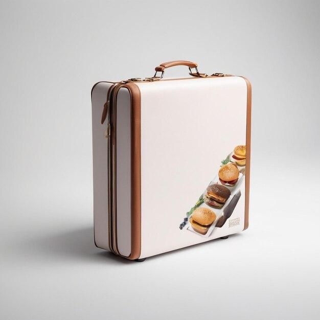 Стильный дизайн чемодана для путешествий. Изолированная фотография продукта на белом фоне.