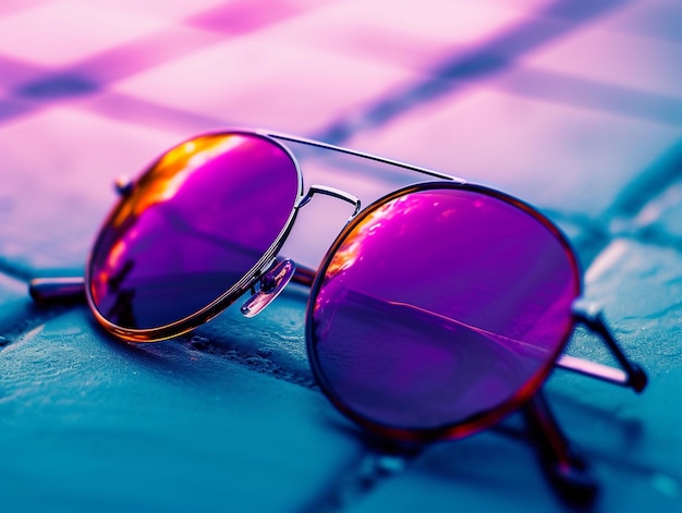 Photo stylish sunglasses on pink