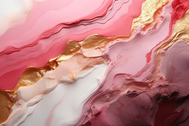 Stylish texture pink red gold circles and waves fashionable texture of paint modern color