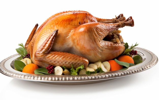 Stylish Thanksgiving Feast on White Background