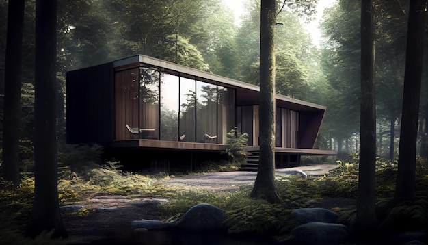 Stylish tiny house in the middle of the forest