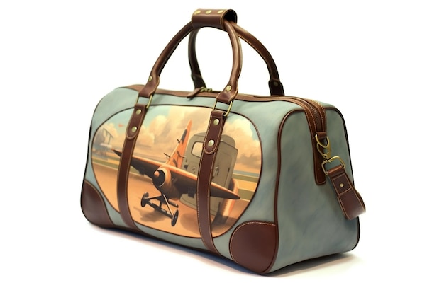 Stylish travel bag featuring an airplane motif Generative Ai