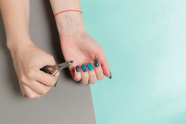 Stylish trendy female manicure.