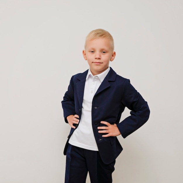 Stylish trendy little boy in a suit. 