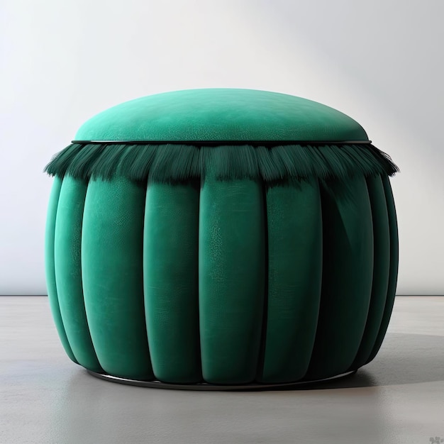 Foto un pouf elegante e di tendenza in un colore audace e una morbida finitura in tessuto