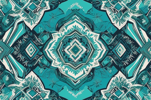 Stylish Turquoise Green Geometric Ethinc Pattern for Various Designs